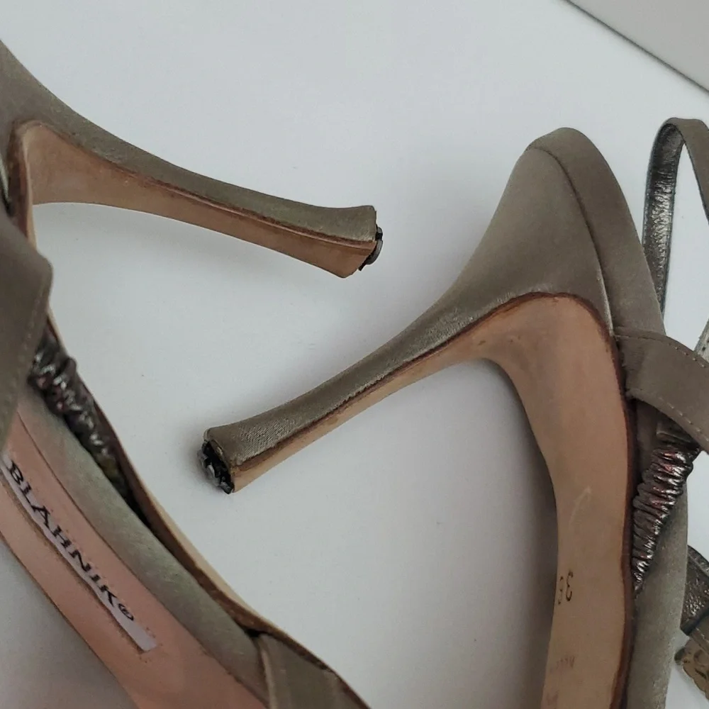 VTG Manolo Blahnik Crystal Satin Slingbacks in box- Carolyne 90s Mary Jane Esque - Picture 17 of 17